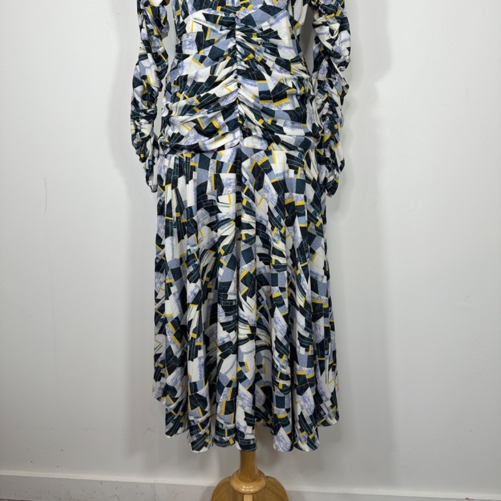 NWT APPARALEL Ruched Long Sleeve Multicolor Midi Dress Size Large - Picture 5 of 16